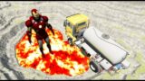 Leap of Death Cars Jumps Into Lava With Iron Man | BeamNG drive #259
