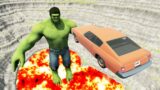 Leap of Death Cars Jumps & Falls into Lava with Hulk | BeamNG drive #459