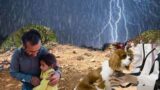 The rescue of the dog in the heavy rain by the mother of the nomads