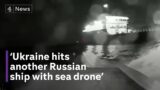 Ukraine claims drone hit on Russian oil tanker near Crimean bridge