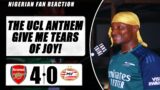 ARSENAL 4-0 PSV ( Godfrey – NIGERIAN FAN REACTION) – UEFA CHAMPIONS LEAGUE HIGHLIGHTS 2023-24