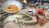 BIG Fish Curry Cooking SANTALI TRIBE people In Our Village Style | Monster River Boyal Fish