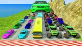 Big Cars & Monster Trucks vs Massive Speed Bumps vs DOWN OF DEATH Thorny Road | HT Gameplay Crash