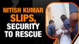 Bihar CM Nitish Kumar slips, security personnel come to the rescue