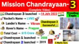 Chandrayaan 3 important Gk Questions | Chandrayaan 3 live Video | Chandryaan Mcq Quiz | Isro GK