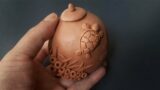 DIY How to Make a Mini Terracotta Jar with Turtle Sculpture | Handmade Mini Pottery