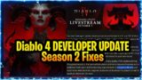 Diablo 4 DEVELOPER UPDATE Season 2 Fixes, Mounts, Storage, Dungeon Changes : Feedback Suggestions