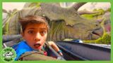 GIANT Dinosaurs + Rides at Jurassic World Universal Studios! | T-Rex Ranch Dinosaur Videos for Kids