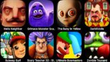 Hello Neighbor,Grimace Monster Scary Surviva,The Baby In Yellow,Dark Riddle,Scary Teacher 3D Stone