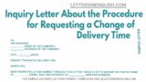 Inquiry Letter About the Procedure for Requesting a Change of Delivery Time