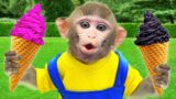 KiKi Monkey pays money to get BlackPink Ice Cream from Vending Machine | KUDO ANIMAL KIKI