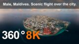 Male, Maldives. Scenic flight over the city. Relaxing aerial 360 video in 8K