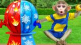 Monkey Nana playing with Magical Red vs Blue Watermelon Life Hacks | Monkey Baby Challenges