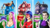 One Colored House Challenge! Vampire vs Lady Bug vs Mermaid!