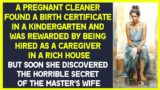 Pregnant cleaner found birth certificate and was rewarded by being hired as caregiver in rich house