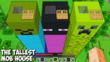 Which TALLEST MOB HOUSE is BETTER in Minecraft? I found THE BIGGEST ZOMBIE vs ENDERMAN vs CREEPER!