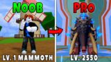 Beating Blox Fruits Using Mammoth! Noob to Pro Level 1 Mammoth to Max Level 2550!