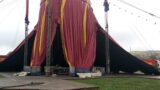 Big top going up at Circus Funtasia at Bodmin fair park today October the 10th.2023.