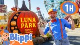 Blippi Rides Rollercoasters at Coney Island! Halloween Videos for Kids and Families