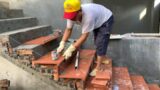 Construction Techniques for Outdoor Stairs Installing Red Terracotta Tiles on Solid Steps