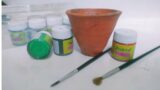 DIY pot (matka) painting ideas. Beautiful terracotta. Tree planter making ideas. Acrylic colour.