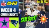 Dallas Cowboys vs New England Patriots Full Game 4th WEEK 4 (10/01/2023) | NFL Highlights 2023
