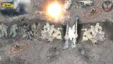 Horrible!! 10 Ukrainian FPV Drones Strikes 100 Russian Soldiers When Hiding in Trenches near Bakhmut