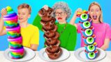 ME VS GRANNY FOOD CHALLENGE || 100 Layers Showdown! Stacking Culinary Heights by 123 GO! FOOD