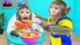 Monkey Nana Pretends to be a Nanny and healthcare for Naughty Baby | Monkey Baby Challenges