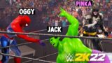 Oggy The Spidermna AND Jack The Hulk VS PinkPanther The Batman And Mr Bean The Superman In WWE 2K22