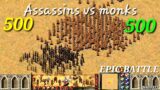 Stronghold Crusader : 500 Assassins Vs 500 Monks Epic Battle!