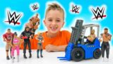 Vlad and Niki 5 Locks Challenge with WWE toys Forklift