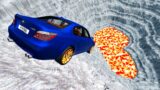 BeamNG drive – Leap Of Death Car Jumps & Falls Into Lava Pit #2
