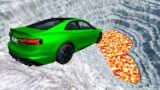 BeamNG drive – Leap Of Death Car Jumps & Falls Into Lava Pit #1