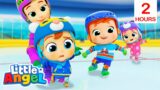 Baby John Learns to Ice Skate! | Fun Sing Along Songs by @LittleAngel Playtime
