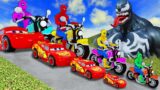 Big & Small: Lightning McQueen vs Spider-Man on Motorcycle vs SLIDE OF DEATH in Teardown