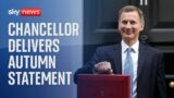 Chancellor Jeremy Hunt delivers Autumn Statement 2023 : Sky News Special Programme