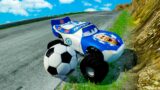 Football Mcqueen Monster Truck & Mcqueen Lightning Buggy vs DOWN OF DEATH in BeamNG Drive