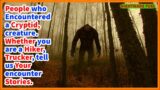 People who encountered a cryptid, creature. Whether you are a hiker, trucker, tell us your stories.