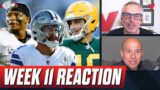 Reaction to Chargers-Packers, Jets-Bills, Bears-Lions, Cowboys win, Rodgers done | Colin Cowherd NFL