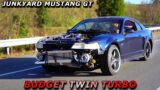 The Junkyard Twin Turbo Mustang is Faster than we thought! First Drive, Burnouts, and Pulls!