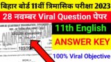 28 November English 11th Class Monthly Exam 2023 || 11th Class English Viral Objective 28 November
