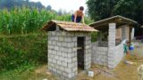 Building brick house for chicken, Terracotta tile roof – Alone in the forest Building farm