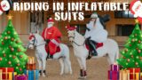 HORSERIDING IN INFLATABLE CHRISTMAS SUITS! HARLOW'S VLOGMAS!
