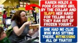 Karen Grabs A Cashier By The Collar And Slaps Her For Telling Her They Ran Out Of Frozen Yogurt…
