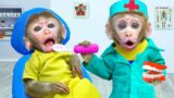 KiKi Monkey become a good doctor teeth check up for baby | KUDO ANIMAL KIKI