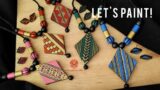 Let's paint! | Rhombus terracotta pendant sets | Terracotta Jewellery