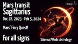 Mars transit in Sagittarius | Dec 28, 2023 – Feb 5, 2024 | Vedic Astrology Predictions #astrology