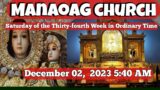 Our Lady Of Manaoag Live Mass Today – 5:40 AM December 02, 2023