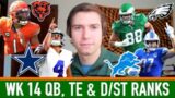 Week 14 QB, TE and D/ST Rankings (Top 25) | 2023 Fantasy Football